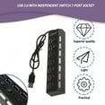 thumbnail image 3 of Teke 7 Port USB Hub Expander Adapter Multi-Port Wall Charger Desktop Travel USB Charging Station Powered Switch for Laptop PC, 3 of 7