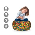 thumbnail image 2 of Building Blocks Storage Toy Bag Chair, Themed Digital Design Toy Dotted Matching Rectangles Print, Stuffed Animal Organizer Washable Bag, Small Size, Multicolor, by Ambesonne, 2 of 3