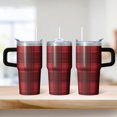 thumbnail image 2 of Reusable 20oz Geometric Texture Tumbler with Handle, Stainless Steel Double Wall Insulated Travel Coffee Mug Leak Proof, 2 of 5