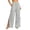 Gray, variant on Women High Waisted Wide Leg Pants with Side Slit Drawstring Ruched Detail Casual Summer Beach Pants with Pockets Flowy Pants