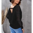 thumbnail image 3 of Cropped Patchwork Sweater, Lace Cutout Sweater, Lace Patchwork Long Knitted Pullover, Backless Long Sleeve Sweater, Ultimate Comfort, 3 of 7