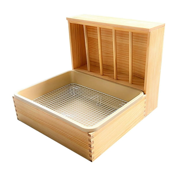 Comedero de heno de madera para conejos, contenedor de heno que ahorra espacio, soporte para heno de conejo Grande