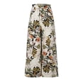 thumbnail image 4 of Lilgiuy Womens Casual Floral Printed Bandage Elasty Maxi Trousers Wide Leg Pants Beige 8 2022 Fall Winter, 4 of 5