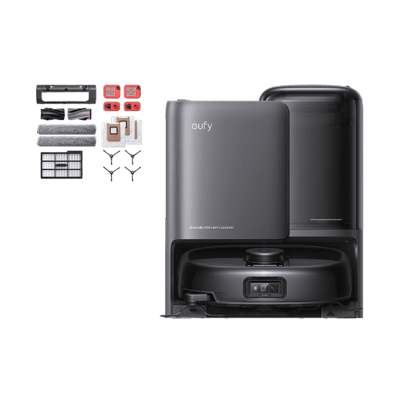 eufy Omni Robot Vacuum and Mop Combo E25 with Official Replacement Parts Kit, Auto-Empty & Self-Cleaning All-in-One Station , Edge-to-Corner Cleaning, Zero-Tangle Design