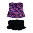 thumbnail image 2 of Island Escape Womens Tropical Ruffled Skirtini 2 Piece Bandeau, Purple, 10, 2 of 2