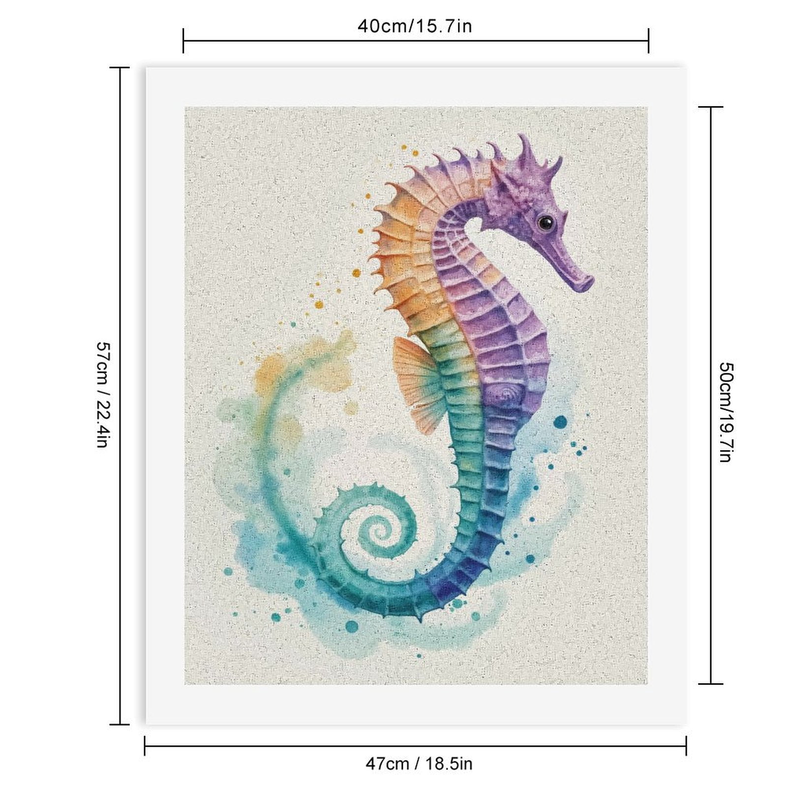 Paint by Numbers Kit for Adults, Colorful Seahorse Watercolor Art Paint by Numbers, Easy Paint by Numbers Kit for Adults Beginner, DIY Adult Paint by Number Kits on Canvas, Home Decor