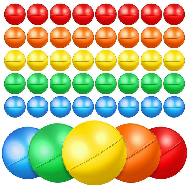 Colored Raffle Balls Hollow Plastic Drawing Balls for Playing 50Pcs Set