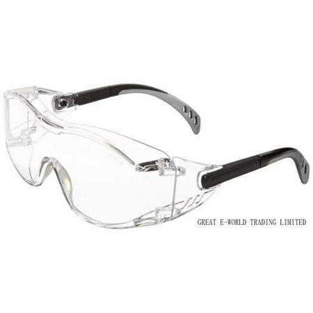 

6980 Cover2 Safety Glasses Protective Eye Wear - Over-The-Glass (OTG) Clear Lens Black Temple