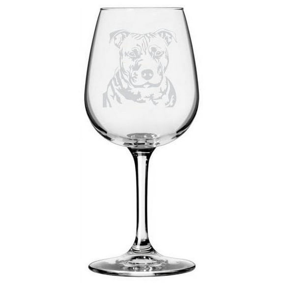 Staffordshire Bull Terrier Dog Themed Etched All Purpose 12.75oz Libbey Wine Glass