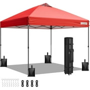 SPECSTAR 8x8ft Pop-up Canopy Tent One Push Setup Tent with Wheel Carry Bag and 4 Sandbags, Red