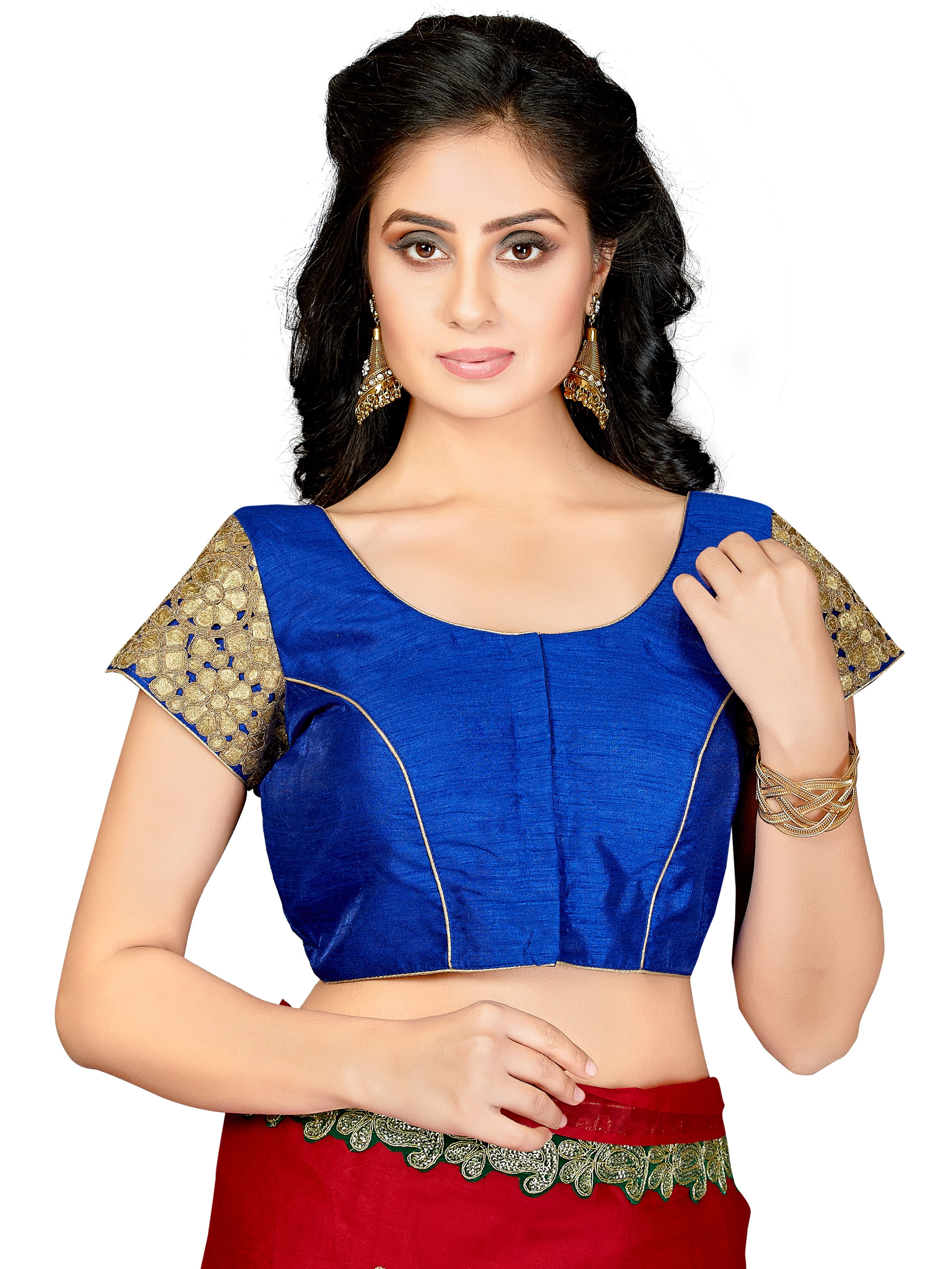 Trendyfashionmall - TrendyFashionMall Readymade Silk Blouse with Gold ...