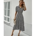 thumbnail image 3 of Floral Print Puff Sleeve Collared Vintage Dress Below Knee Length, 3 of 3