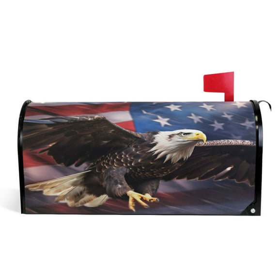 Ryvnso Mailbox Cover Eagle with Flag Magnetic Mailbox Wrap Standard Size 21x18 Inch