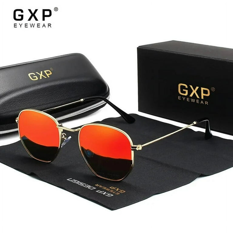 Hexagon Retro Reflective Sunglasses Men Sun glasses Stainless Steel Eyewear Men s Polarized Sunglasses Beach Glasses gold green G15 Walmart