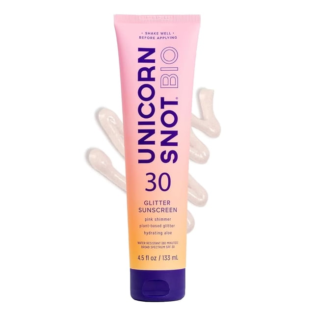 Loción de protección solar Unicorn Snot Glitter SPF 30 Rose Gold