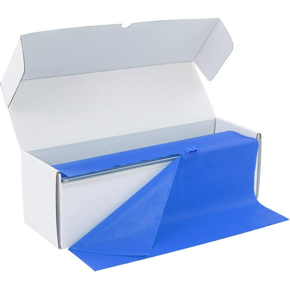 XIACOCO-54 Inch X 100 Feet Blue Plastic Table Cover Roll - Plastic Table Cloth Disposable - Blue Tablecloth With Slide Cutter Perfect For Parties, Thanksgiving, Christmas Day