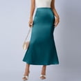 thumbnail image 3 of uublik Pencil Skirt for Women Elastic High Waist Pleated A-Line Flared Maxi Skirts Navy, 3 of 6