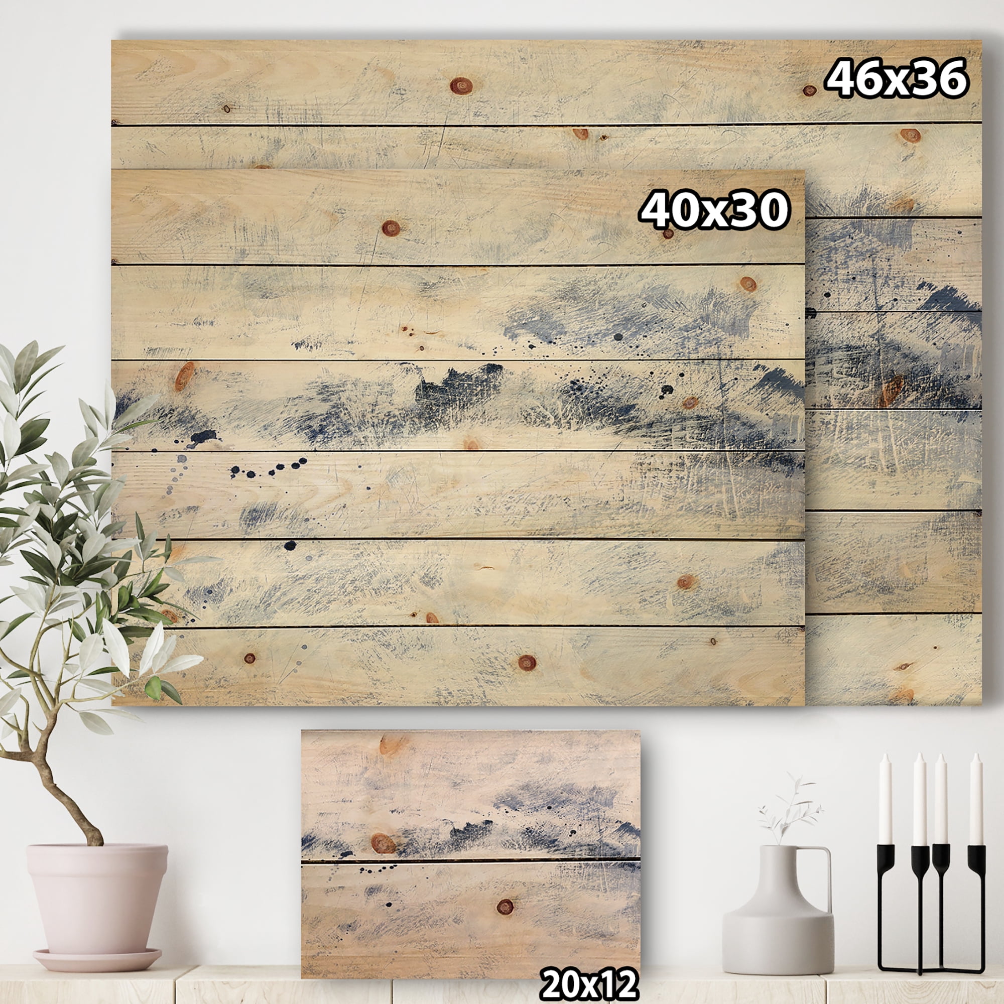 Designart 'Fractal Blue Wipe Out' Traditional Print on Natural Pine Wood