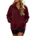 thumbnail image 2 of AloohaidyvioNo Boundaries Womens Sweatshirts Fall Casual Lightweight Soft Loose Long Sleeve Half Zip Pullover Tops, 2 of 7