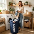 thumbnail image 6 of 90L Large Portable Laundry Basket, Foldable Laundry Bag, Independent High Hanger, Wear-resistant Clothes Organizer, Spacesaving Design, Compact Storage, Reinforced Stitching, 6 of 6
