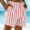 thumbnail image 2 of Migroa Mens Mid Waist Stripe Shorts Formal Casual Breathable Summer Bottoms Lightweight Holiday Beach Shorts with Pockets Pink 3Xl, 2 of 4