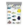 thumbnail image 2 of Maritime Bedding Set with Sheet & Covers, Marine Life Creatures with Cardinalfish Clownfish Stingray Exotic Fauna Sea Theme, Printed Bedroom Decor 2 Shams, 4 Sizes, Multicolor, by Ambesonne, 2 of 3