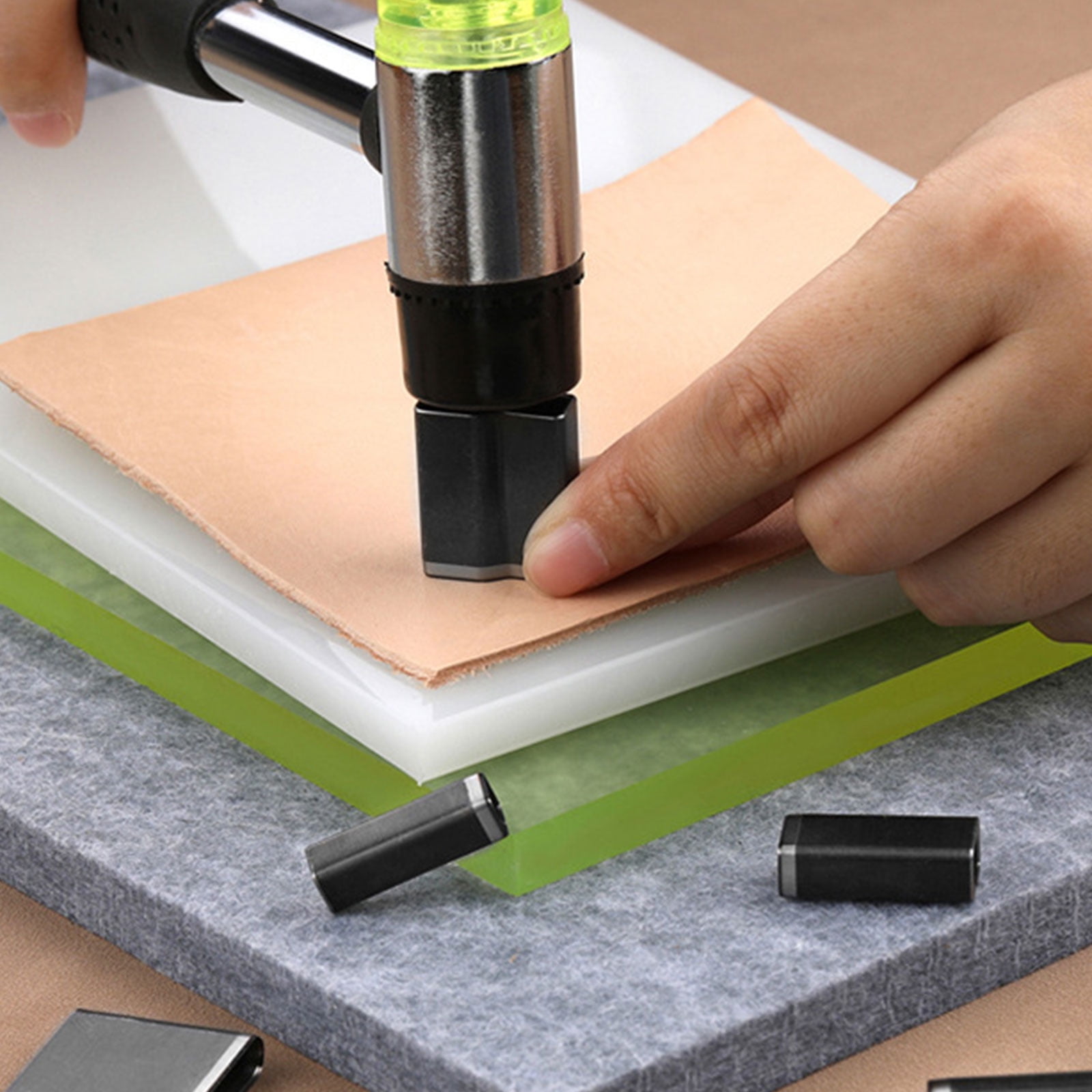 Leather Tools Leather Carving Tool Leather Stamping Tools with Hammer Cutting Mat Leather Hole Punched Tool for Craft