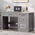thumbnail image 7 of Vabches Farmhouse Wood 47" Executive Desk, Home Office Computer Desk with Charging Station and File Drawer, 7 of 7