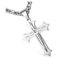 thumbnail image 4 of Mens Byzantine Box Stainless Steel Cross Pendant Necklace Chain 24inch Silver Color, 4 of 6