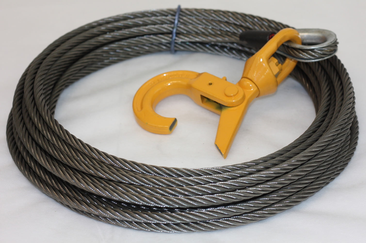 1/2" x 125' Fiber Core Winch Line Wrecker Tow Cable w/ Fixed Hook & Latch Truck 