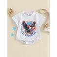 thumbnail image 2 of Argulvti Infant Baby 4th of July Romper Cotton Letter Eagle Print Round Neck Short Sleeve Leisure Bodysuit, 2 of 7