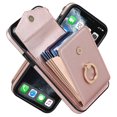 thumbnail image 2 of Elegante funda multifuncional tipo cartera para iPhone 11 Pro con correas, ranura para tarjetas, soporte para anillo, protección para cámara, material de PU, a prueba de golpes y antirrobo., 2 of 5