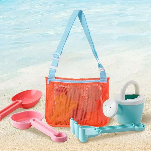 Bolsa De Juguetes Bolsa de playa de malla Ins Style Bolsa de mano Bolsa de recolección para exteriores (Orange Lake Blue)