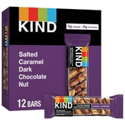 KIND Healthy Snack Bar, Salted Caramel Dark Chocolate Nut, 5g Sugar | 6g Protein, Gluten Free Bars, 1.4 OZ, 12 Count