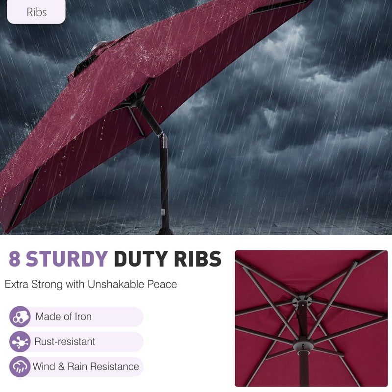 Gianna Patio Umbrella – 7.5ft Outdoor Table Umbrella with Tilt & Crank, 8 Sturdy Ribs, Waterproof UV-Resistant Fabric