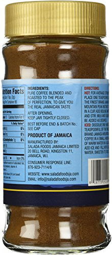 (2 pack) Jamaica Mountain Peak Instant Coffee, 6 oz Bottle