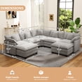 thumbnail image 4 of BedLuxury 111.5” Modular Sectional Sofa with Movable Ottoman, Modern Cloud Couch with Corner Seat for Living Room, 5-Seat, Grey, 4 of 9