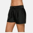 thumbnail image 3 of Alove Women's Black Ruched Swim Shorts Drawstring High Waist Sport Boyshorts Bottom, 3 of 5