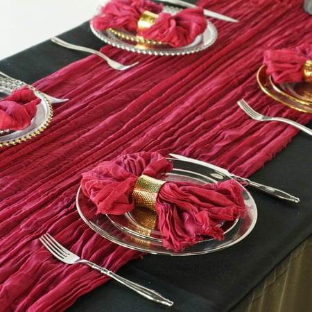 Cheesecloth Dinner Table Napkin Gauze Linen 5Pc/Pk Unfinished Edge 20"X20" Burgundy for Wedding Party Table Decoration, Bridal Shower, Baby Shower, Birthday