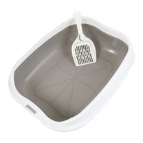 MEIBUTYUP Covered Low Side Litter Box Grey for Indoor Cats, Easy Access Cat Litter Tray with Lid, and Easy to Clean