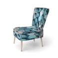 thumbnail image 3 of Designart "Cerulean Geometry Blend" Blue Honeycomb Upholstered Accent Chair - Modern Arm Chair For Living Room, 3 of 5