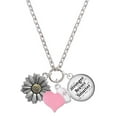 thumbnail image 1 of Delight Jewelry Two-tone Large Daisy Flower - Light Pink Heart Nurse Strong Zoe Necklace, 1 of 4