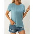 thumbnail image 6 of AviBest Women's T-Shirts , Ribbed Crew Neck Short Sleeve Tshirts, 6 of 7