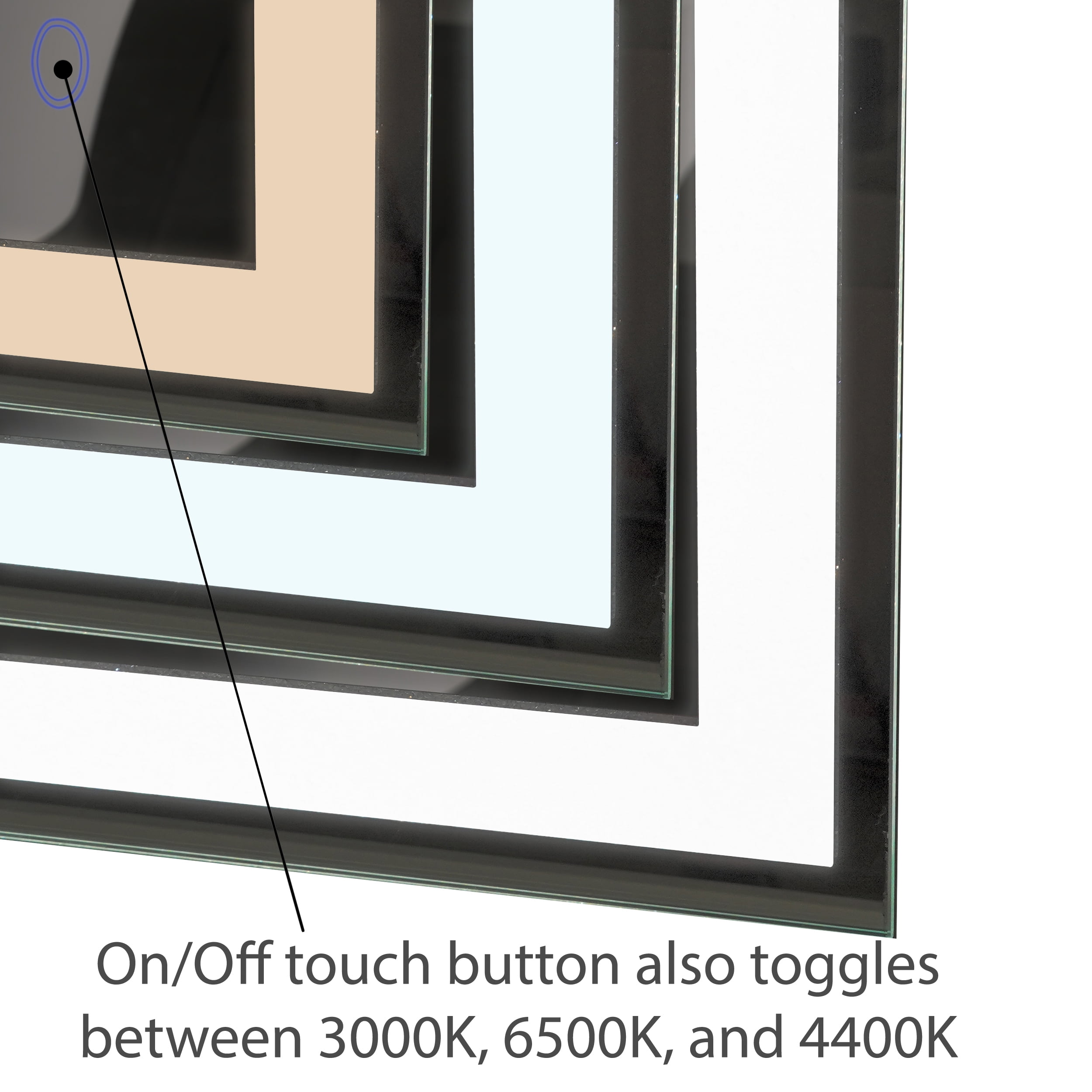 48"W x 36"H Dyconn Faucet Edison Tri-Color Backlit Bathroom LED Mirror
