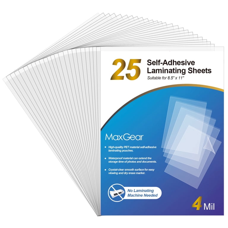 MaxGear Self-Adhesive Laminating Sheets, 8.5 x 11, 25 Count photo 1