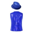 thumbnail image 2 of Alvivi Kids Boys Girls Sequined Shirt Vest for Hip-Hop Street Dance Performance Waistcoat with Hat Blue 12-24 Months, 2 of 7