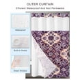 thumbnail image 2 of No Hook Cloth Fabric Shower Curtain with Snap in Liner, Purple Boho Waterproof Shower Curtains Set with See Through Top Window, Farmhouse Ethnic Abstract Floral Pattern Bath Curtains Shower 36"x72", 2 of 6