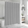 thumbnail image 5 of Grey Geometric Shower Curtain Set - Long 72" x 84" Washable Bathtub Curtain with 12 Hooks, Modern Pure Color Abstract Striped Waterproof Fabric Stall Shower Curtains for Bathroom/Bathtub Décor, 5 of 6