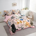 thumbnail image 3 of Manfei Cute Pet Cat 7 Pieces Bedding Comforter Set,Retro Rustic Flower Full Bedding Set,Blue Hydrangea Butterfly Fitted Sheet Flat Sheet For Girls Kids,Luxury Bedroom Decor Reversible, 3 of 8