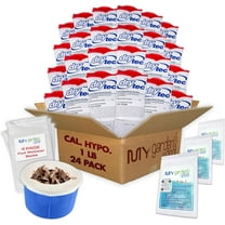 Drytec Calcium Hypochlorite Pool Shock 1 lb. 68% Bag, 24 Pack, Complete Pool Care Kit with My Garden Pool Skimmer Sock and 7-in-1 Test Strips, 60 ct. Powerful Chlorine Shock for Clear Swimming Water